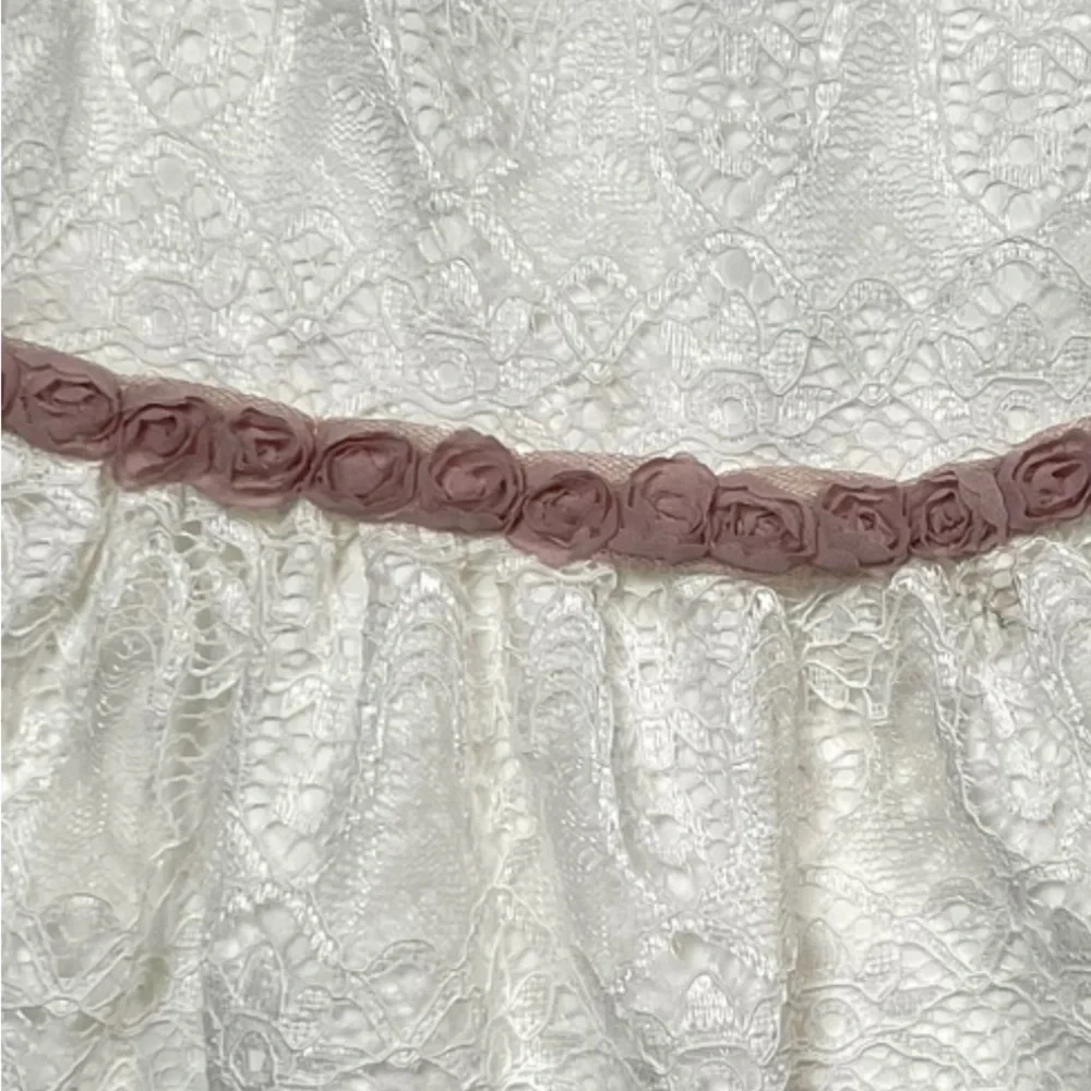 Laura Ashley London Baby Girl's White Floral Lace Ball Gown Dress 12m Easter